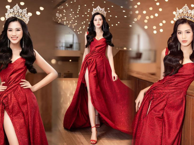 Hoa hậu Đỗ Thị Hà thần thái gợi cảm, quyền lực trong bộ đầm đỏ xẻ cao