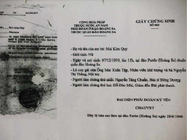 Giấy chứng sinh năm 1939 của 1 người Việt ở quần đảo Hoàng Sa
