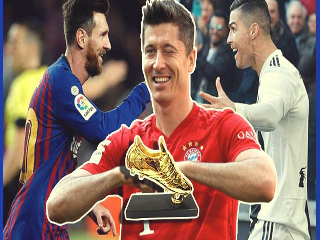 Lewandowski ”vô đối” Giày vàng châu Âu, Messi - Ronaldo không có cửa