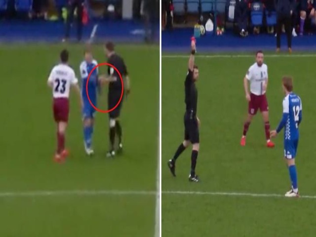 Cầu thủ ở Anh nhận thẻ đỏ cực sốc: Bị treo giò 3 trận vì đập tay với trọng tài