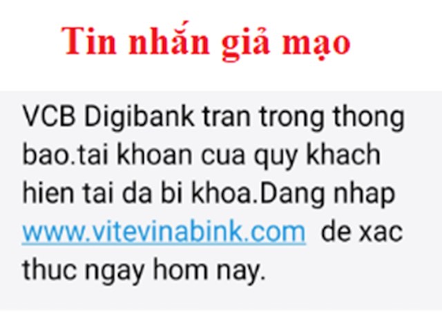 Vietcombank điểm mặt chỉ tên 5 đường link lừa đảo giả danh VCB Digibank