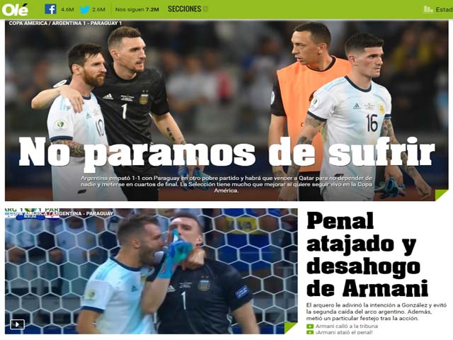 Argentina lâm nguy Copa America: Báo chí thất vọng Messi, lo thảm họa Qatar