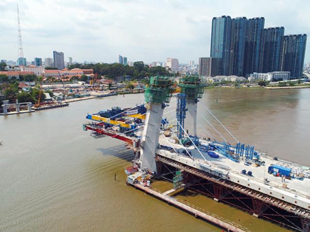 Ngắm cầu biểu tượng mới của TP.HCM bắc qua sông Sài Gòn sắp hoàn thành