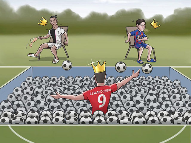 Ảnh chế: Ronaldo và Messi ”run rẩy” trước khả năng săn bàn của Lewandowski