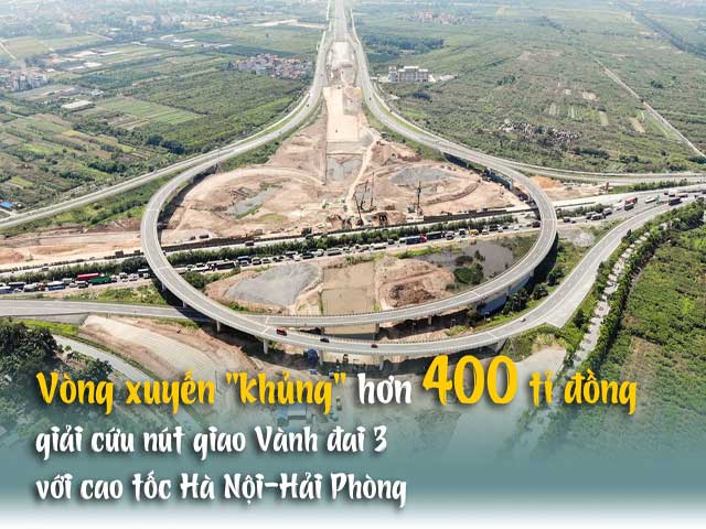 Flycam: Vòng xuyến ”khủng” hơn 400 tỉ đồng giải cứu nút giao Vành đai 3 với cao tốc Hà Nội-Hải Phòng