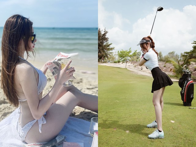 Chân dài mặc váy ngắn đánh golf “gây bão” ở Phan Thiết hóa ra là người quen trong showbiz