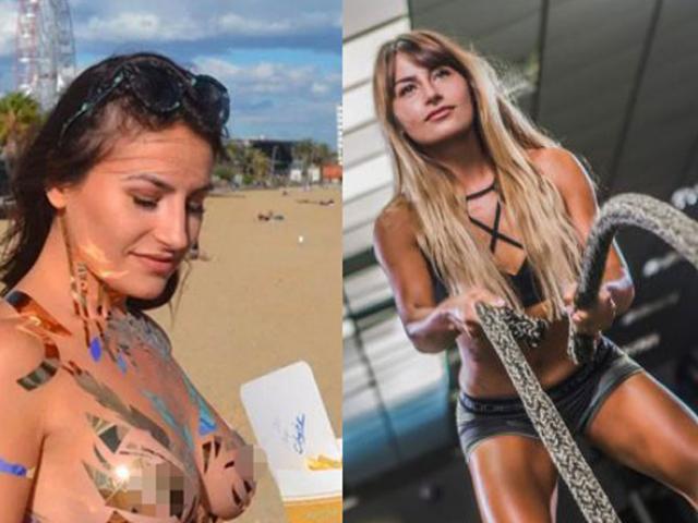 Ngượng chín mặt: Nữ VĐV thể hình diện bộ bikini ”nhìn thấy hết”