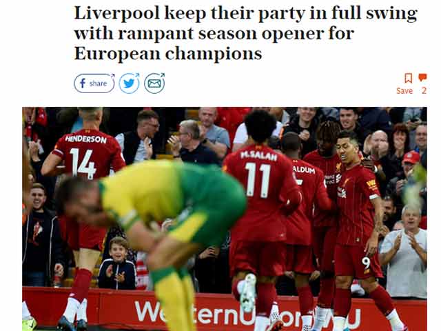Liverpool ra quân Premier League đại thắng: Báo Anh tuyên bố đủ tầm lật đổ Man City