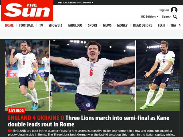 ĐT Anh đại thắng tứ kết EURO 2020, báo chí tự tin gọi tên nhà vô địch tương lai