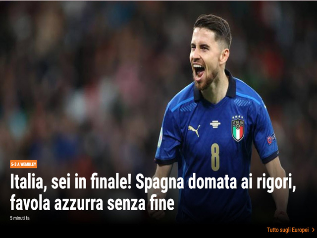 ĐT Italia hạ Tây Ban Nha vào chung kết EURO: Truyền thông xoáy vào ”niềm đau” Morata
