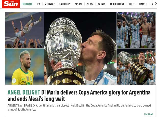 Báo chí thế giới tung hô Messi ”kéo sập sân Maracana”, vô địch Copa America 2021