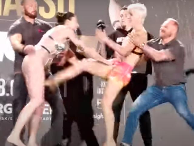 Đỏ mặt đả nữ mặc bikini siêu nhỏ gây sự võ đài, bị mỹ nhân trả đòn lập tức