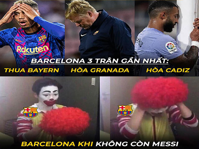 Ảnh chế: Khi không có Messi, Barcelona biến thành những ”gã hề”