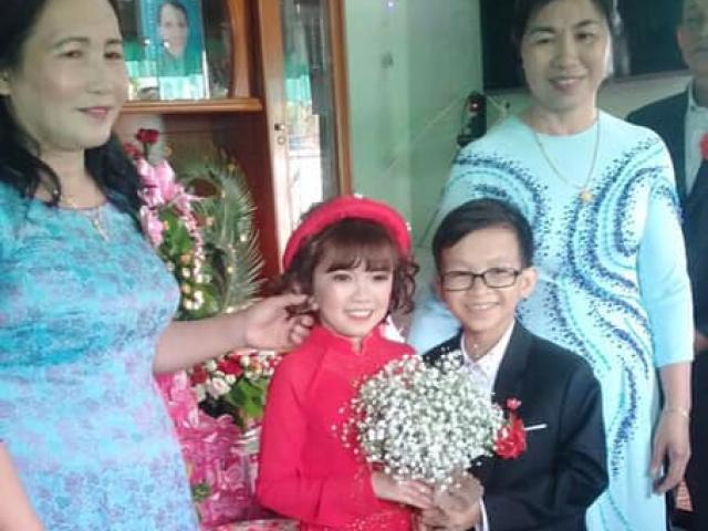 “Cặp đôi bé nhất Việt Nam” tổ chức đám cưới khiến cả làng kéo nhau tới xem