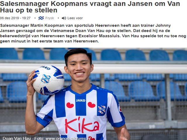 Báo Hà Lan nói Văn Hậu vào sân nhờ ”cửa sau”: HLV Heerenveen phản ứng thế nào?