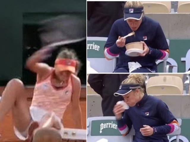 Tay vợt đang đấu bỏ cơm ra ăn, người đẹp ngược dòng ngoạn mục ở Roland Garros