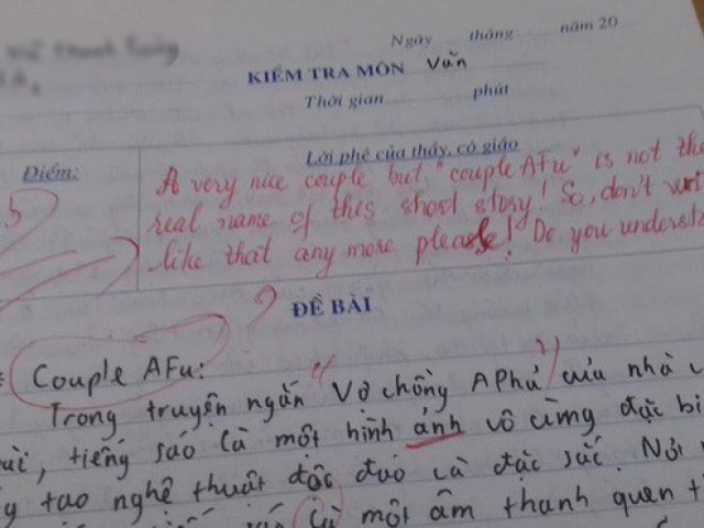Sử dụng tiếng Anh trong bài kiểm tra Văn, nam sinh bị cô giáo “đáp trả” cực gắt