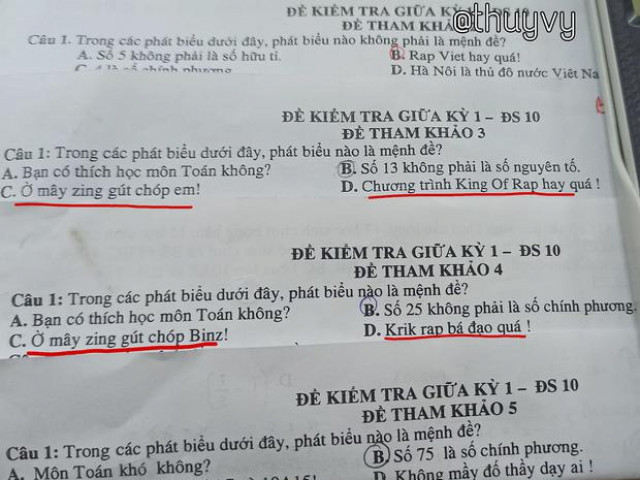 ”Ơ mây zing, gút chóp em” vào bài kiểm tra Toán, học trò choáng với đề ”chất phát ngất''