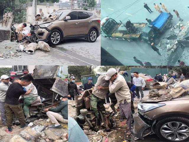 Kinh hoàng: Xe ô tô con lấn làn đâm trực diện vào xe ba bánh, tài xế bị thương nặng