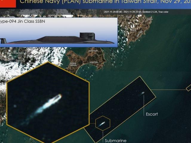 Ảnh vệ tinh hé lộ hoạt động khác thường của tàu ngầm hạt nhân TQ ở eo biển Đài Loan