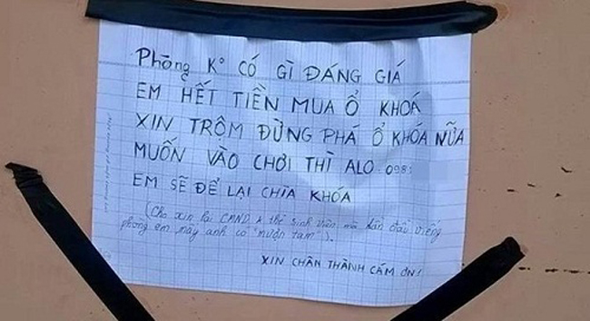 Lời nhắn của sinh với trộm và câu trả lời.