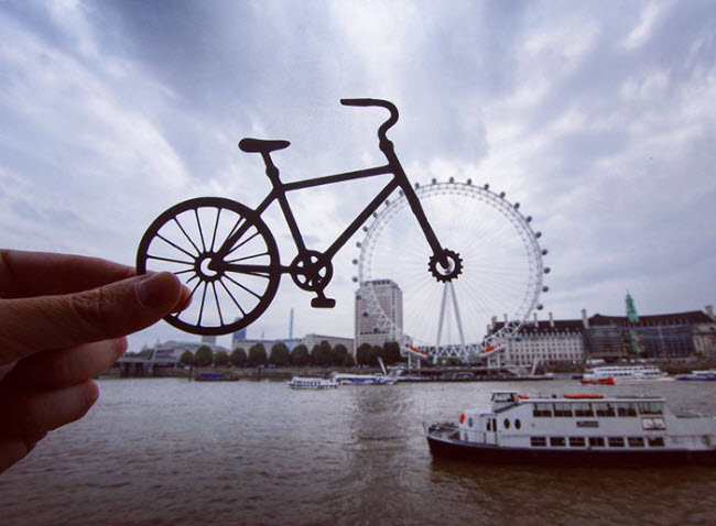 Bánh xe đạp không lồ từ vòng đu quay London Eye, London.