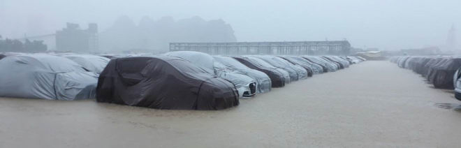 Xe Hyundai ở nhà máy Ninh Bình không bị ảnh hưởng ngập nước - 1