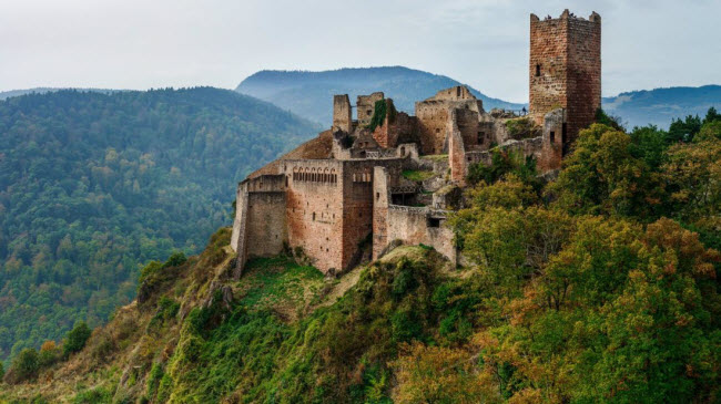 Lâu đài Chateau de Saint-Ulrich, Haut-Rhin, Pháp: Công trình là một trong ba pháo đài nhìn xuống thị trấn Ribeauvillé. Nó bị bỏ hoang vào thế kỷ thứ 16 sau cuộc chiến tranh kéo dài 30 năm vào thời kỳ đó.