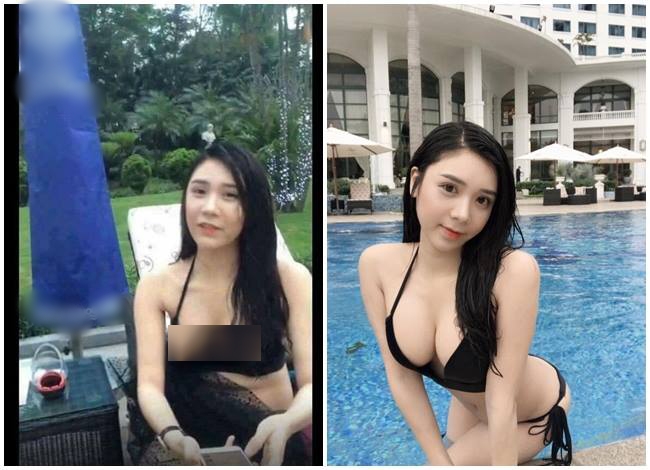 Thanh Bi vô tình bị lộ ngực khi livestream trò chuyện cùng fan trong một buổi chụp ảnh bikini.