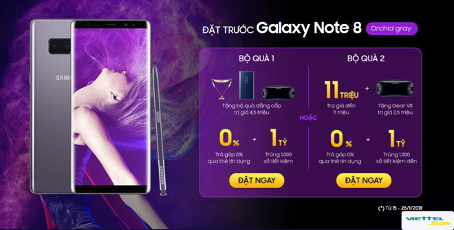 Đặt trước Galaxy Note 8 tím khói tại Viettel Store: Nhận ngay bộ quà tặng 4,5 triệu đồng - 1