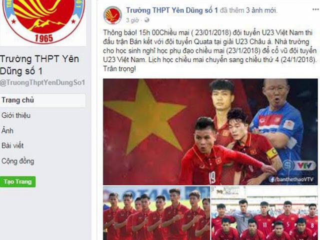 Xôn xao trường THPT cho học sinh nghỉ học để cổ vũ U23 Việt Nam