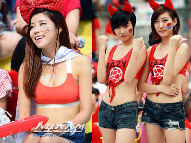 Cổ động viên Hàn Quốc xinh đẹp mặc “mát mẻ” đi xem bóng đá
