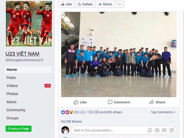 NÓNG: 57.000 Facebooker Việt bị lộ thông tin vì fanpage giả mạo U23 Việt Nam