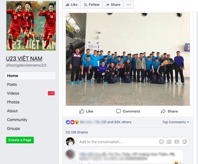NÓNG: 57.000 Facebooker Việt bị lộ thông tin vì fanpage giả mạo U23 Việt Nam - 1