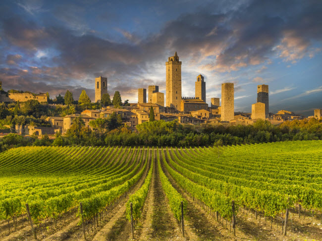 San Gimignano, Italia: San Gimignano được thành lập từ thế kỷ thứ 3 trước công nguyên bởi người Etruscan. Ban đầu, nó chỉ là một ngôi làng nhỏ, trước khi trở thành thị trấn vào thế kỷ thứ 10 sau công nguyên. Điểm đặc trưng của ngôi làng là những ngôi nhà ngôi nhà tháp cổ kính.