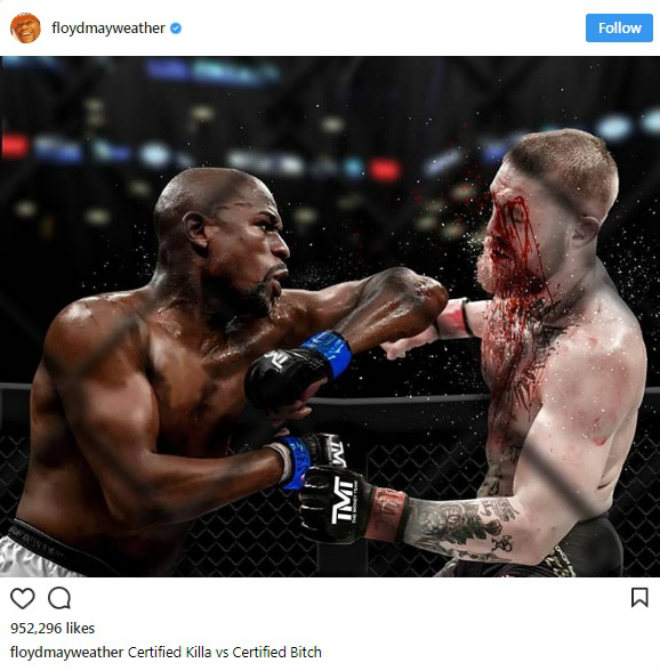 Mayweather đăng ảnh đẫm máu trong lồng UFC: Chửi rủa và dọa nạt McGregor - 1