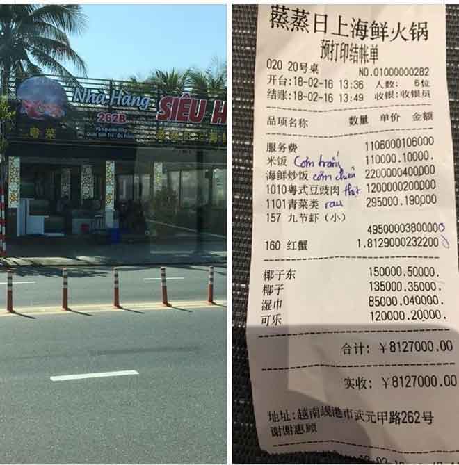 Nhà hàng bị tố &#39;chém&#39; bữa ăn gần 10 triệu, xuất hóa đơn tiếng Trung - 1