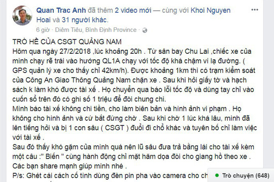 CSGT Quảng Nam &#34;vung tay&#34;, rọi đèn pin vào mặt người quay phim làm báo cáo - 2