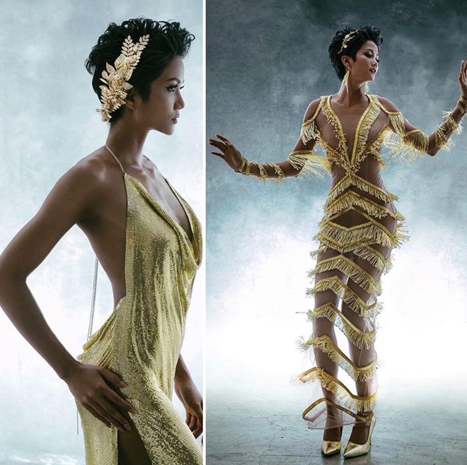 Thí sinh Miss Universe Thailand copy váy của H'Hen Niê