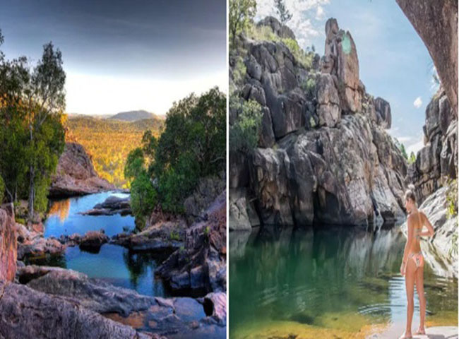 7.Bể bơi Gunlom Plunge &#40;Darwin, Australia&#41;. Nằm trong vườn quốc gia Kakadu, không có nơi nào tốt hơn khi vừa bơi vừa ngắm hoàng hôn, cảm giác cả cơ thể được thư giãn rất dễ chịu.