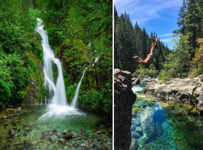 14.Opel Creek Wilderness &#40;Lyons, Oregon&#41;. Hồ bơi Opal Creek là điểm dừng chân vào một ngày ấm áp, bạn sẽ tìm thấy cảm giác thư thái khi ngâm chân trong nước, bơi lội quanh những vách đá.