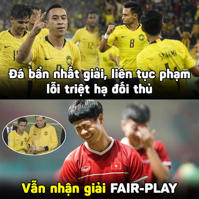 Hài hước&nbsp;nhất tại giải AFF Cup 2018 là việc đội tuyển Malaysia nhận giải Fair-play.