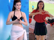 Đời sống Showbiz - Nữ MC diện bikini bình luận bóng đá xinh đẹp trên khán đài trận VN - Yemen