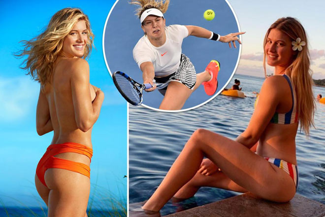 Mỹ nhân tennis Bouchard cởi áo diện bikini &#34;lả lơi&#34; trên biển - 1