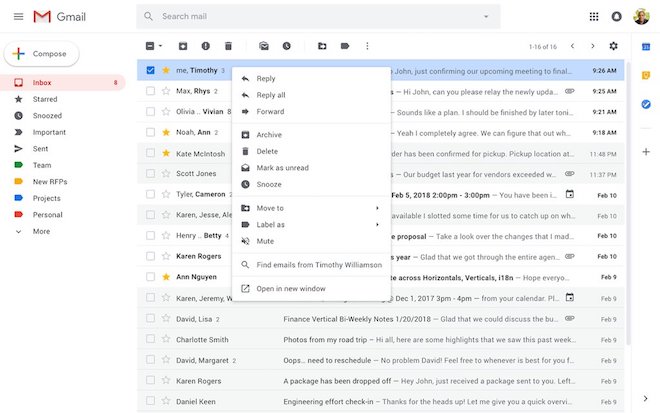 Google vừa bổ sung hàng loạt tùy chọn mới khi click chuột phải trong Gmail - 1