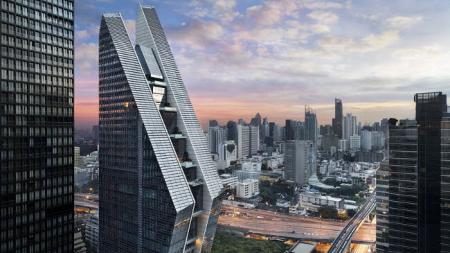 Rosewood Bangkok, Thái Lan: Nằm ở trung tâm khu phố thương mại của thủ đô Bangkok, khách sạn Rosewood Bangkok được xây dựng với 159 phòng, bao gồm biệt thự các Pool Sky Villa có sân và bể bơi riêng.