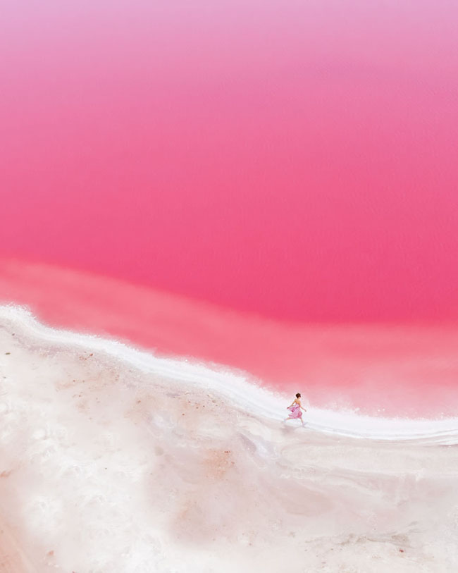 Giật mình phát hiện hồ nước màu hồng duy nhất trên thế giới - 1