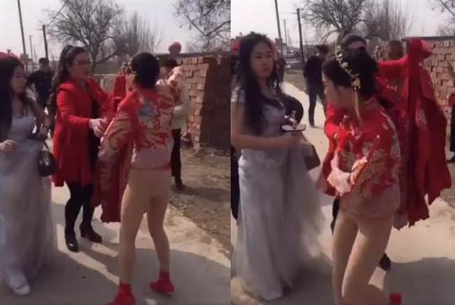 Cô dâu bị đám khách nam trêu đùa lột váy phản cảm - 1