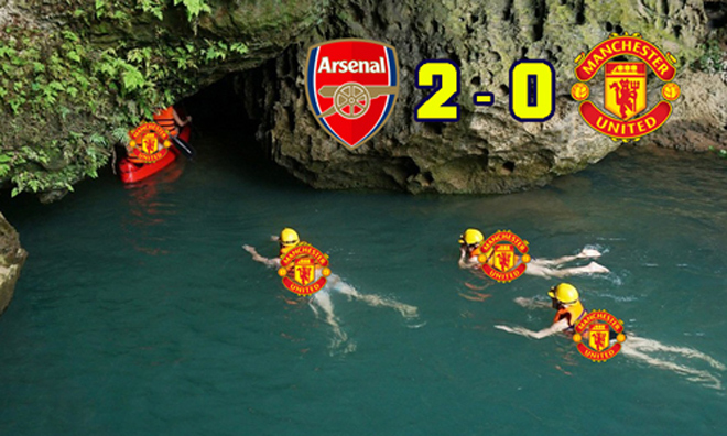 MU đại bại trước Arsenal, fan kéo nhau &#34;bơi vào hang&#34; - 1