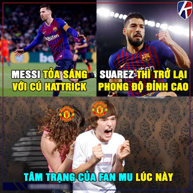 Ảnh chế: Messi tỏa sáng rực rỡ, fan MU bắt đầu &#34;run rẩy&#34; - 1